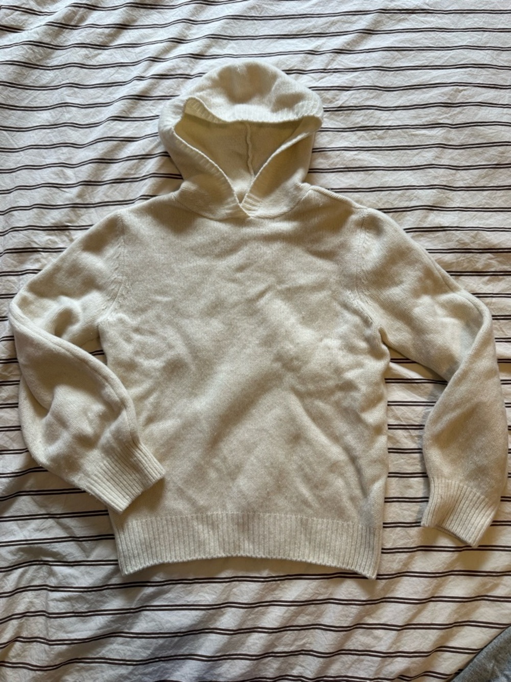Women’s Cream Hooded Wool Knit Sweater